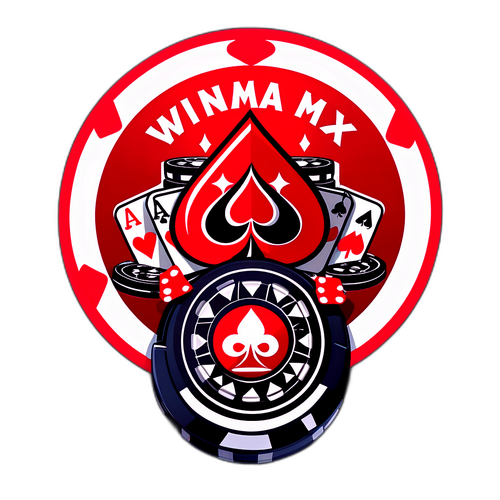 Autocollant Winamax avec jetons de poker et cartes à jouer