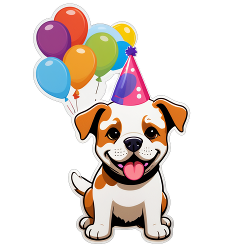 Unleash the Celebration! The Cutest Birthday Pup Sticker You Need for Your Furry Friend's Special Day!