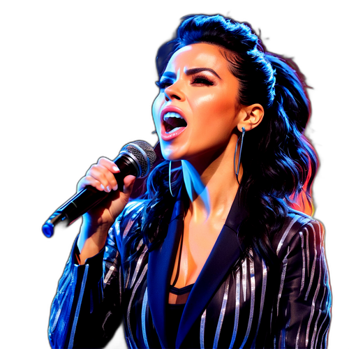 Вражаюче зображення Інни Белен з виконанням на сцені з яскравими вогнями