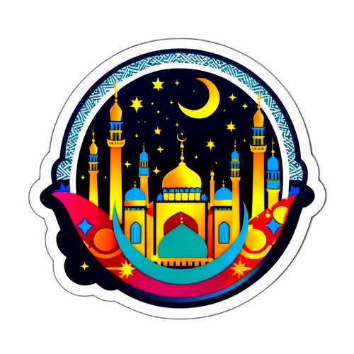 Farverig Eid Mubarak Sticker