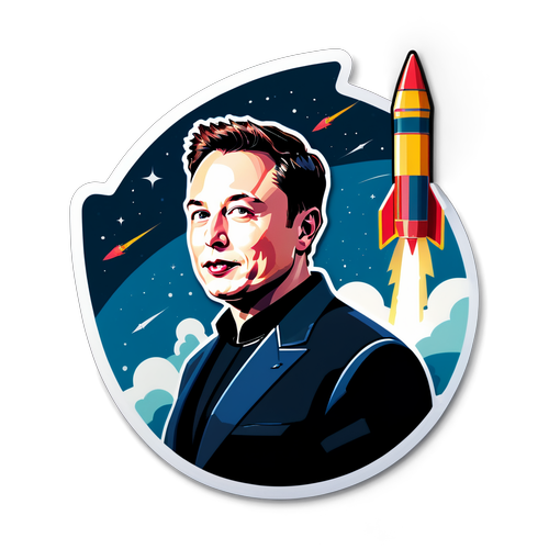 Futuristisk klistermærke med Elon Musk