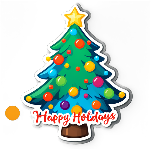 Feestelijke Kerststicker met een Kerstboom