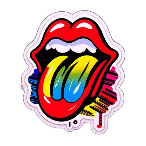 Colorful Rolling Stones Lips Logo Sticker
