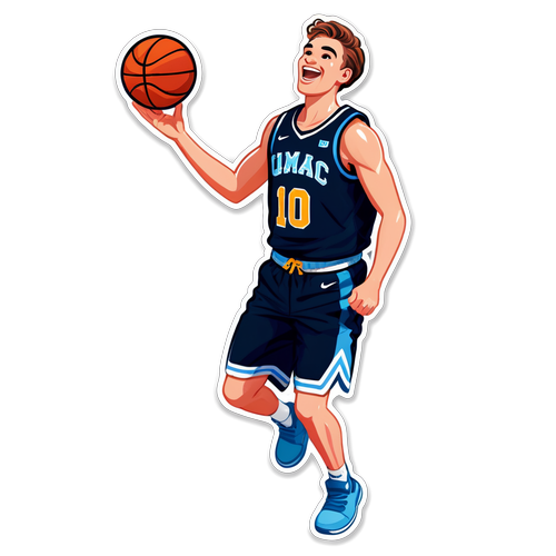 Isang Kartoon ng Mac McClung na Nagtatampisaw ng Basketball