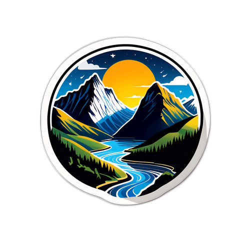 Uma adesivo que retrata a bela paisagem da Noruega