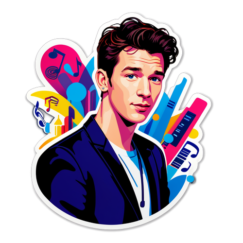 Sticker Callum Turner dengan Elemen Muzik