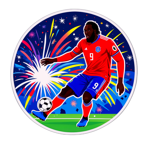 Sticker artistique de Lukaku en action