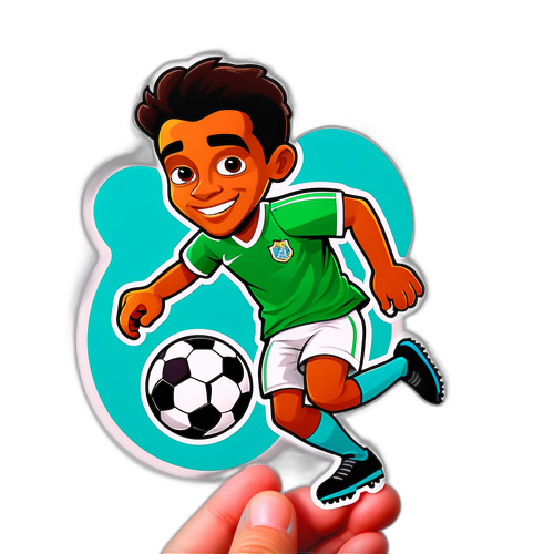Ilustrasi Santos sebagai Pemain Sepak Bola yang Ceria