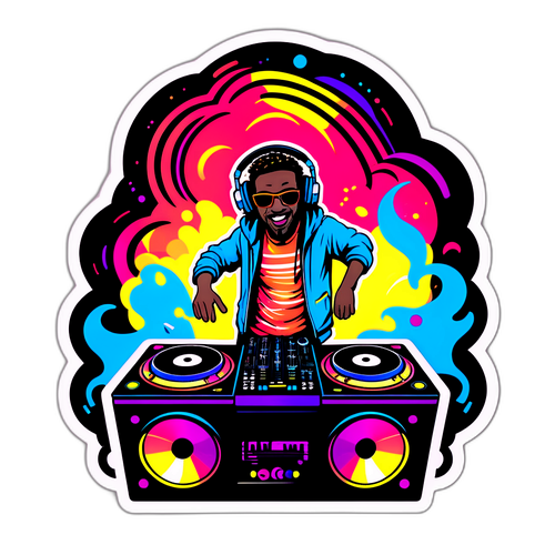 Divertente adesivo di un DJ