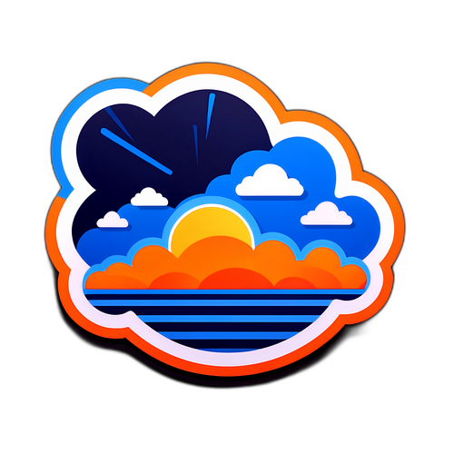 Sticker với logo Cloudflare, có các sọc xanh và trắng
