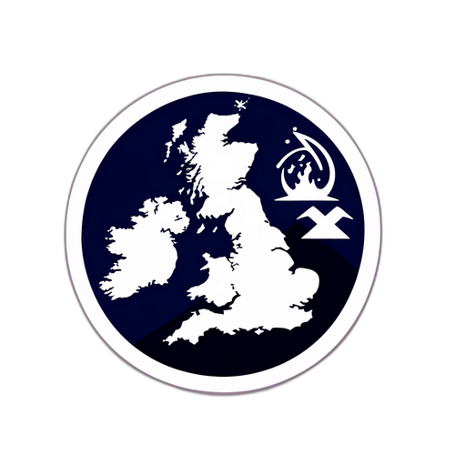 Stwórz naklejkę przedstawiającą kontur Anglii z falistym terenem i symbolem sejsmologii, ucieleśniającym trzęsienie ziemi w Anglii