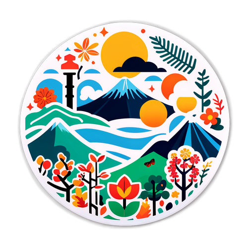 台北四季變遷插畫