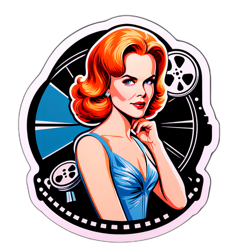Vibrant klistremerke av Nicole Kidman i vintage Hollywood stil
