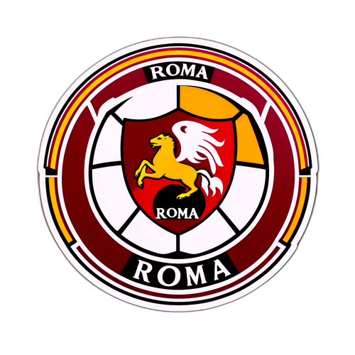 Thiết kế sticker quyến rũ với logo AS Roma kết hợp với bóng đá, mang đến tinh thần đội bóng sống động.