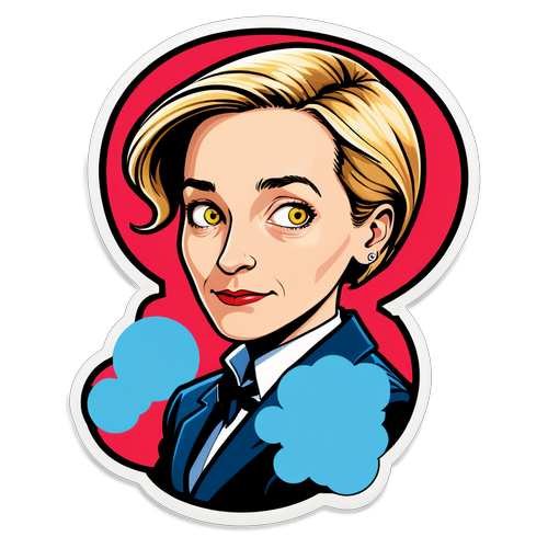 Cartoon-Porträt von Alice Weidel mit einem Gedankenblasen-Design