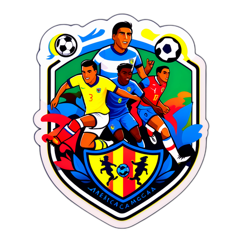 Ilustración de los equipos América y Bucaramanga en un partido de fútbol