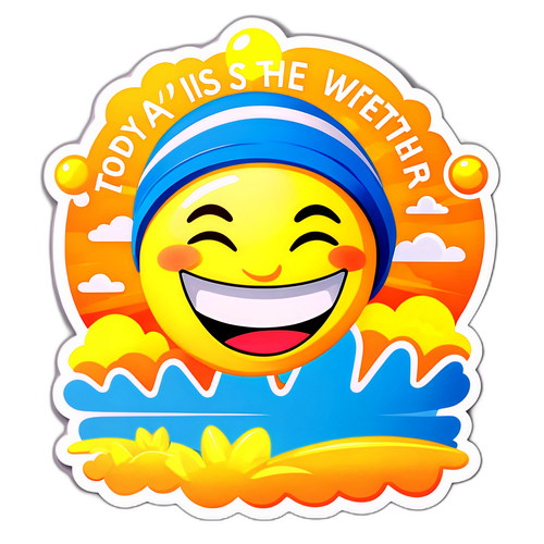 햇살 아래 웃고 있는 캐릭터 스티커