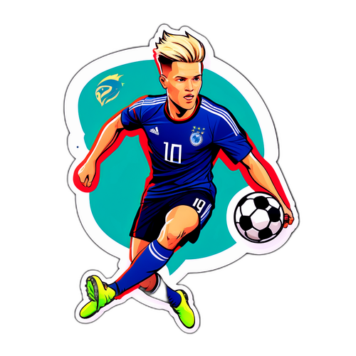 Energisk fodboldklistermærke med Kasper Høgh