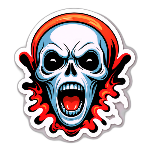 Una pegatina de un grito de terror