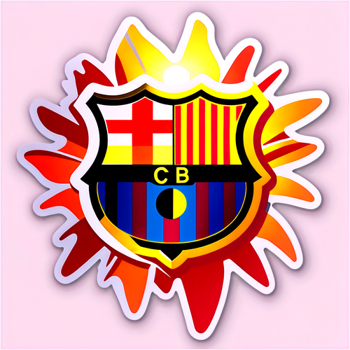 Sticker del logo del Barcelona con fondo vibrante