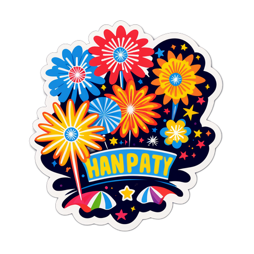 Фестивальный стикер на 26 января с яркими фейерверками