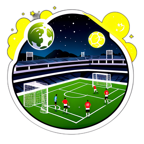 Ilustração de Campo de Futebol Sob a Lua Cheia