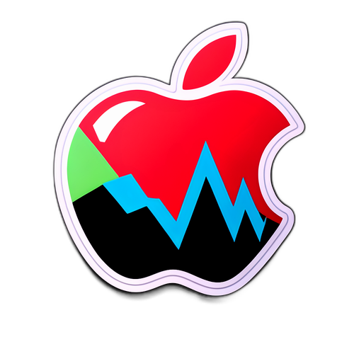 주식 가격 그래프와 애플 제품을 연결하는 세련된 스티커 디자인