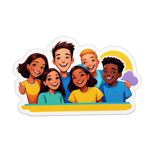 Autocollant inspiré par Snap: Un instant heureux entre amis