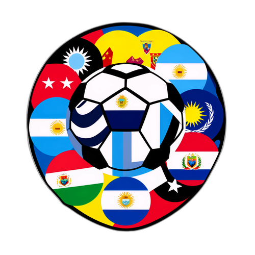 Illustration d'un ballon de soccer avec les drapeaux de l'Argentine et du Venezuela