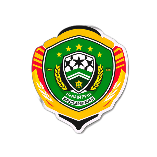 עיצוב מדבקה בסגנון צבעוני של אימפריות כדורגל עם מכבי חיפה בחזית