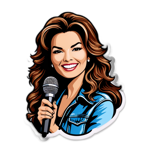 Illustration de Shania Twain avec un microphone