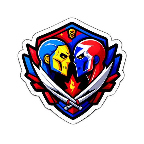 Sticker s grafickým ztvárněním rivality v esports