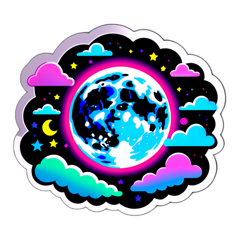 Magiczny Księżyc w Neonowych Kolorach
