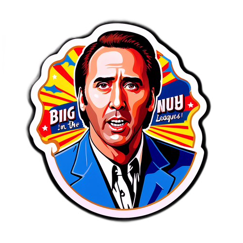 Retro naklejka z Nicolasem Cage'em
