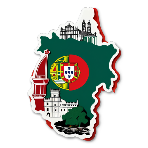 Sticker Hebat: Gabungan Bendera Portugal dan Landmark Terkenal yang Menyemarakkan Kebanggaan Negara!