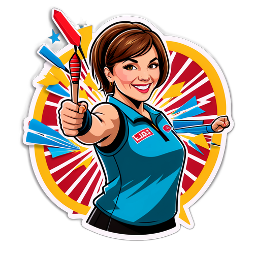 Glänzender Aufkleber von Lisa Ashton mit Darts