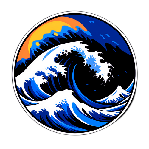 津波警告の重要性を表現した波のデザイン