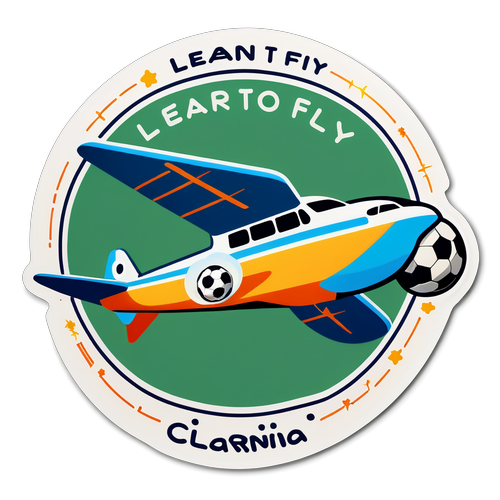 En legesyg design af et fly med teksten 'Learn to Fly'