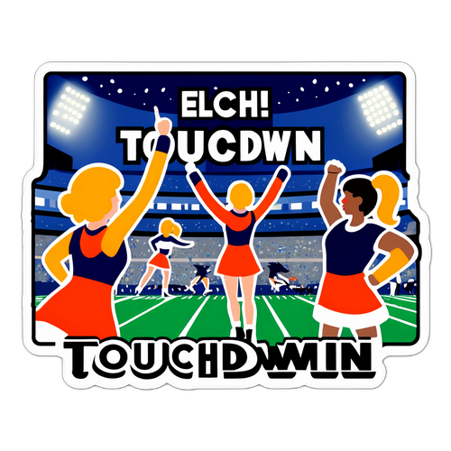 Touchdown Aufkleber mit Cheerleadern