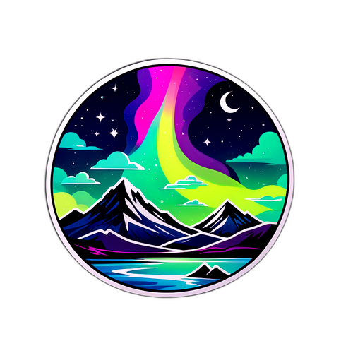 アイスランドのオーロラを背景にした神秘的なデザイン