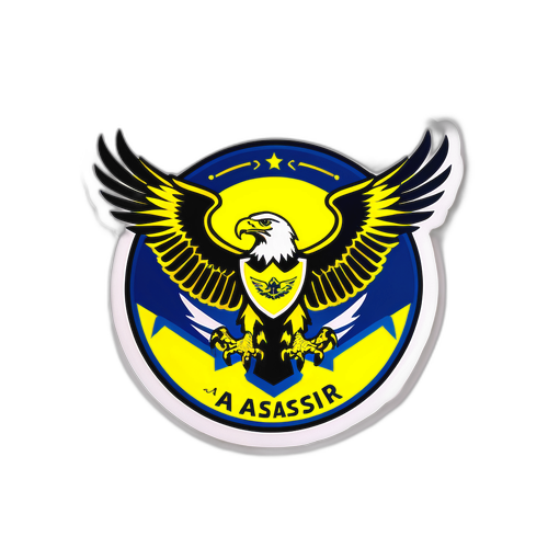 สติ๊กเกอร์นกอินทรีทองคำเหนือโลโก้ Al-Nassr สื่อถึงชัยชนะ