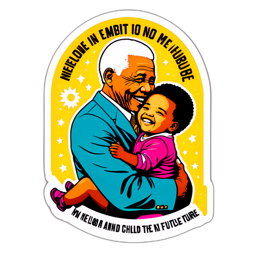 Nelson Mandela omarmt een kind met een boodschap van hoop