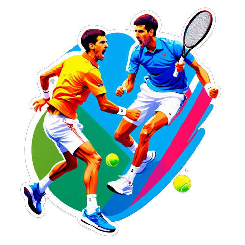 Ilustracja Novak Djokovic i Carlos Alcaraz grających w mecz tenisowy