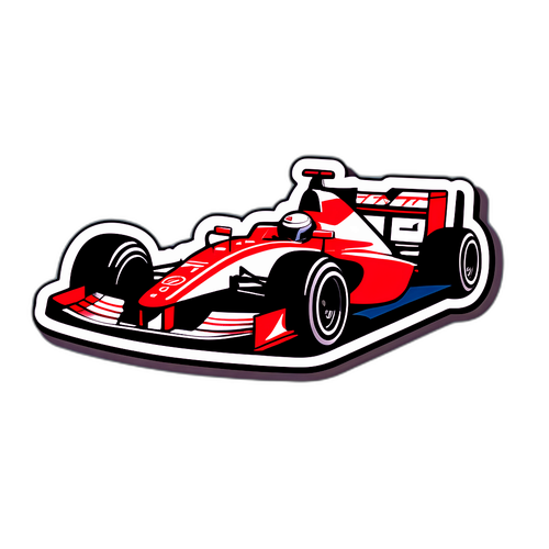 עיצוב מינימליסטי של מכונית F1 על מסלול מתפתל