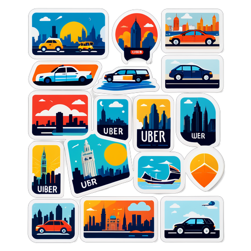 Autocollants conceptuels sur Uber avec des affiches de destinations populaires