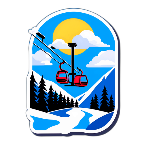 Minimales Ski-Lift Sticker
