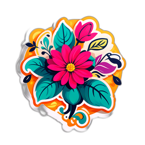 Şık Çiçek Kompozisyonu Stickerı