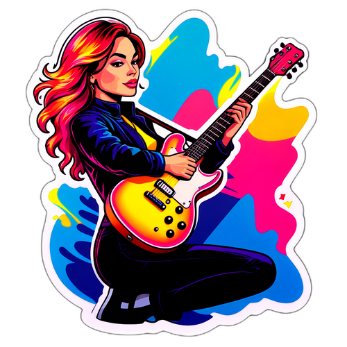 Vibrant Guitarist Sticker