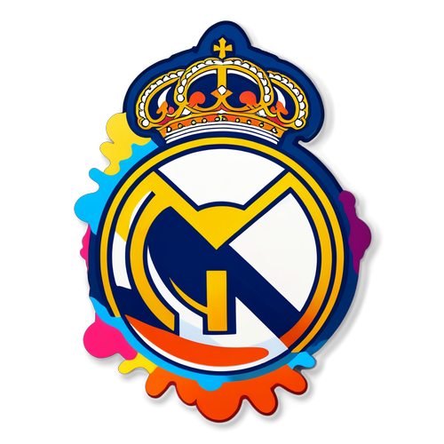 Stiker Bergaya Logo Real Madrid dengan Warna Cerah