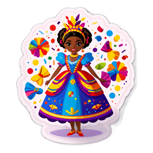 Sticker de una mujer en un vestido tradicional de carnaval